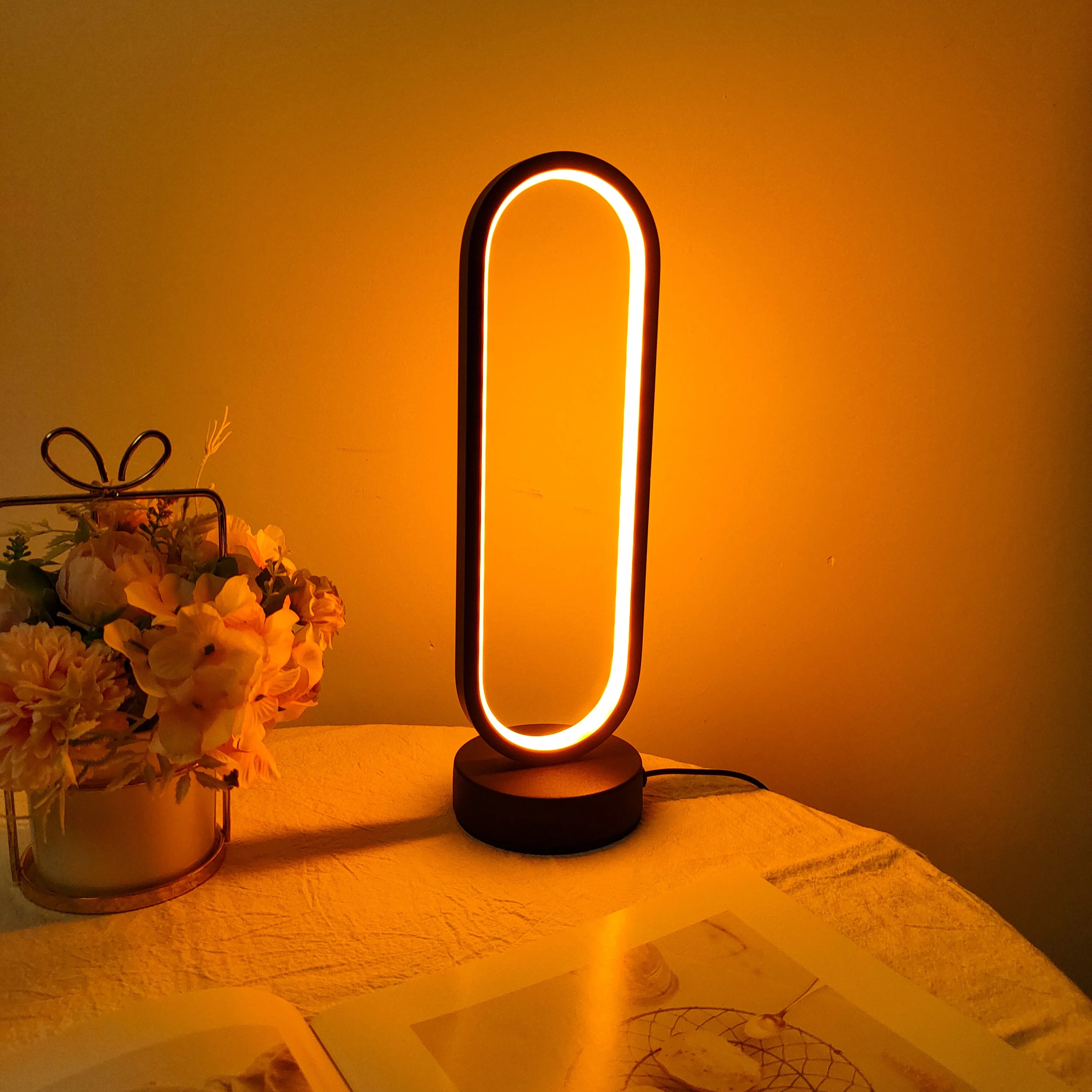 1PC Lamp Ring Lamp Three-color Dimming   LED Night Light